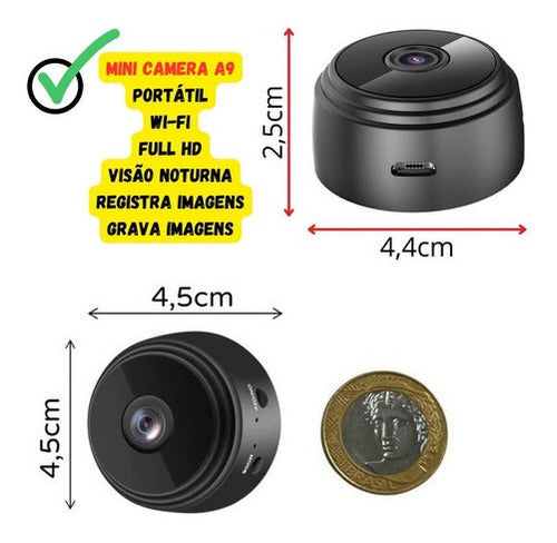 Mini Câmera IP de Vigilância, WiFi, HD, 1080p, Micro Vocal, Notificação de Versão, WiFi, A9
